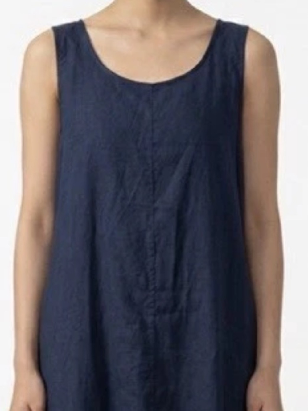 Eileen fisher navy blue organic linen dress side pockets new with tag - Picture 4 of 4